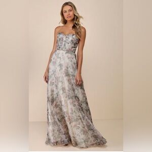 Lulus corset style strapless gown